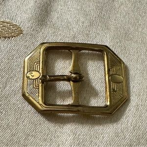 Vintage Art Deco Brass Bar Belt Buckle.